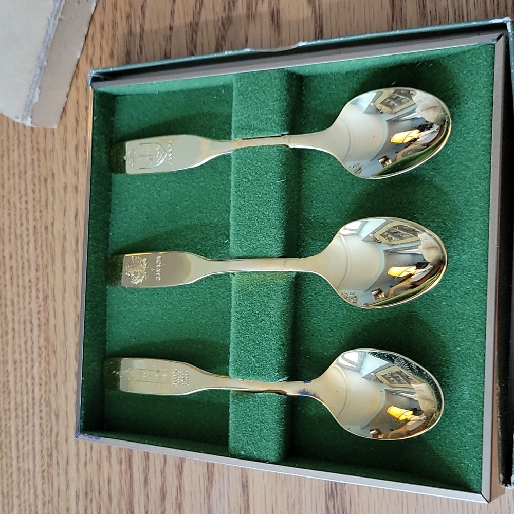 3 Golden Canada Spoons